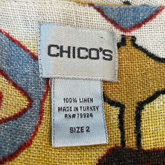 Chico’s linen geo bold print jacket size 2 = size large - Picture 6 of 8